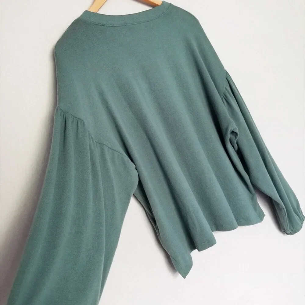 Madewell Dreamiest Knit Long-Sleeve Tee Size M Simply Sage Green Balloon Slv $68 - Picture 12 of 15